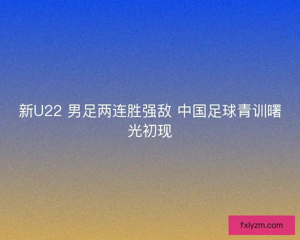 新U22 男足两连胜强敌 中国足球青训曙光初现